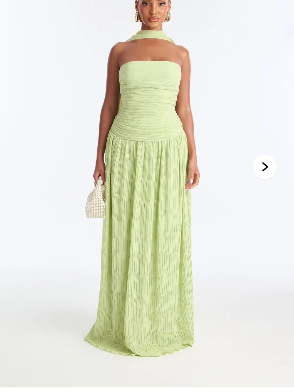 Strapless Maxi Dress Marielle Pleated Scarf Gown